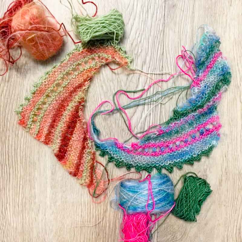Joys of Spring Shawl workshop samples